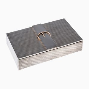 Vintage 20th Century French Silver Cigar Box from Hermès, 1970s
