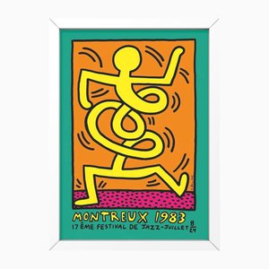 Affiche Montreux Jazz Festival Verte par Keith Haring, 1983