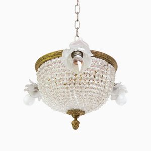 French Corbeille Chandelier in Bronze and Glass, 1890s