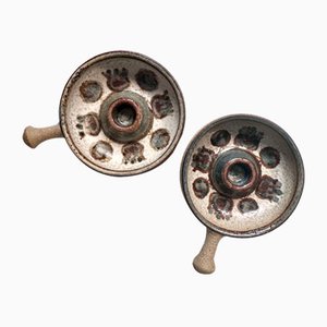 Pan-Shaded Studio Ceramic Art Candleholder by Noomi Backhausen for Søholm Stentøj, Denmark, 1970s, Set of 2