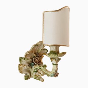 Ceramic Wall Light Decorated with Flowers with Fabric Fan