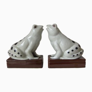 Ranas escandinavas de cerámica Craquelé Mid-Century, años 50. Juego de 2