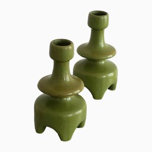 André Baud zugeschriebener Freiform Keramik Kerzenständer, Vallauris, Frankreich, 1950er, 2er Set