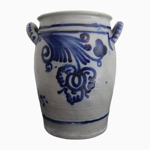 Vaso in gres grigio e blu cobalto, Germania, fine XIX secolo