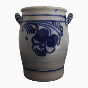 Vaso in gres grigio e blu cobalto, Germania, fine XIX secolo