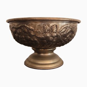 Bol à Fruits Début 20ème Siècle en Laiton Plaqué Argent, 1920s