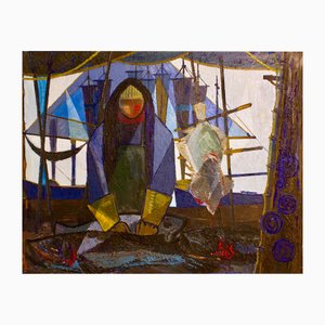 Carlo Rosberg, Le Pêcheur, 1955, Huile sur Toile