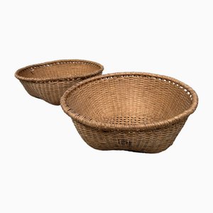 Hand-Woven Wicker Baskets, Japan, 1940s, Set of 2