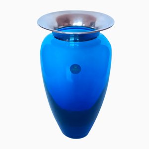 Vase en Verre Bleu Cobalt de Royal Copenhagen, 1990s