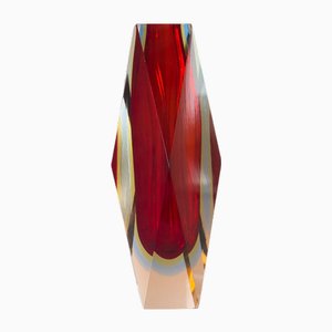 Jarrón grande de cristal de Murano Sommerso Facet
