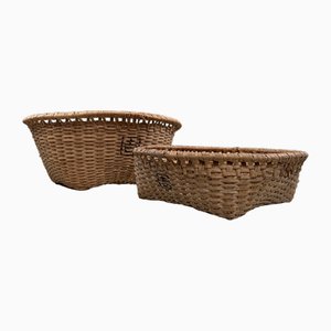 Hand-Woven Wicker Baskets, Japan, 1940s, Set of 2