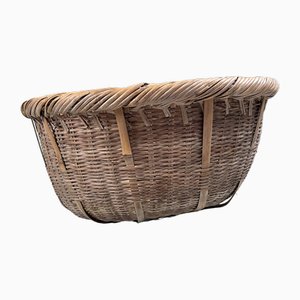 Cesta de cosecha tradicional de bambú, Japón, años 40