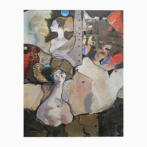 Torner De Semir, Figures, Mixed Media on Board, 1990s