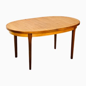 Oval Teak Dining Table with Extension, 1960s