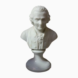 Philosopher Jean Jacques Rousseau Bust in Biscuit Porcelain, 1890s-1910s