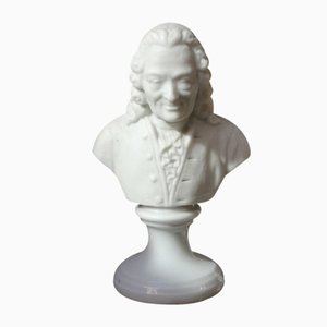 Philosopher Voltaire Bust in Biscuit Porcelain, 1890s-1910s