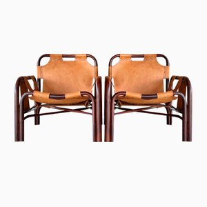 Tito Agnoli zugeschriebene Safari Armlehnstühle, 1970er, 2er Set