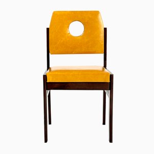 Vintage Esszimmerstühle aus Holz & Leder, 1960er, 6 . Set