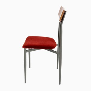Vintage Dining Chairs with Iron Structure, Polyester Root and Mohair Velvet, 1950s, Set of 6