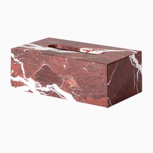 Rosso Lepanto Marble Rectangular Tissue Box by Royal Bee Design