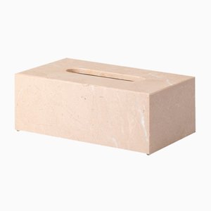Rechteckige Taschentuchbox aus Marmor in Beige von Royal Bee Design
