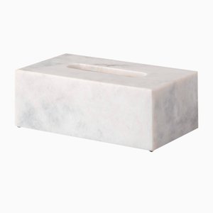 White Marble Rectangular Tissue Box by Royal Bee Design