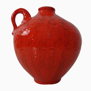 Vaso rosso in ceramica di Heinz Siery per Carstens, anni '60