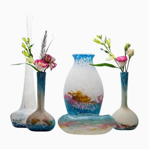 Vases en Pâte de Verre de Daum and Muller, France, 1930, Set de 5