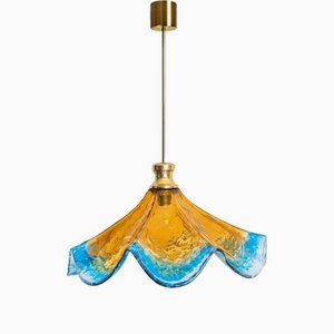 Lampada a sospensione Flower in vetro di Murano attribuita a Mazzega, 1970