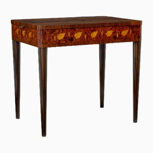 Mid-Century Metamorpher Arbeitstisch aus Nussholz & Birke mit Intarsien, 1940er