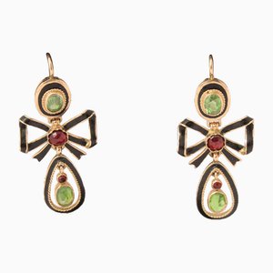Goldene Ohrringe mit Emaille, 2 . Set