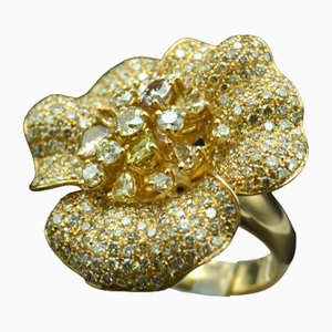 Gold Ring in the Shape of a Flower with Diamonds, 2000s
