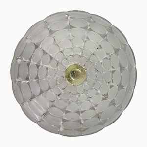 Mid-Century Space Age Clear and Frosted Glass Round Flush Mount by J. T. Kalmar, 1960s