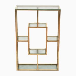 Mid-Century Showcase in Brass and Crystal Glass, 1970s