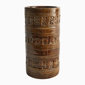 Mid-Century Modern Brown Stoneware Vase by Aldo Londi for Bitossi, Italy, 1960s