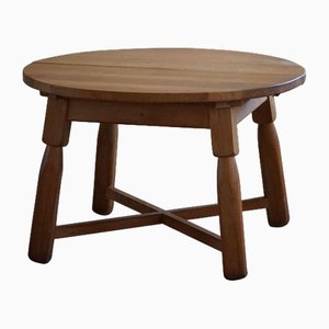 Table de Salle à Manger Ronde Brutaliste Mid-Century en Chêne par Charlotte Perriand, France, 1960s