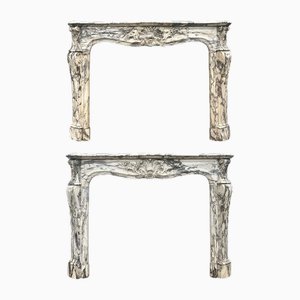 18th Century French Louis Xv Breche Violette Marble Fireplace Mantels, 1770, Set of 2