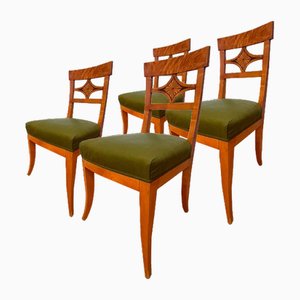 Biedermeier Birch Chairs, 1800s, Set of 4