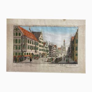 Charles Remshard, Vue d'Optique: View of the Imperial City of Augsburg, 18th Century, Engraving