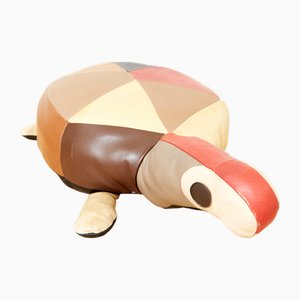 Mid-Century Modern Leder Pouf, Schweiz, 1960er