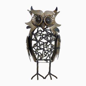 Grande Sculpture Hibou Zoomorphe Brutaliste en Métal, 1970s