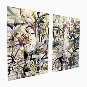 Maria Esmar, Untitled, Acrylic on Canvas, Set of 2
