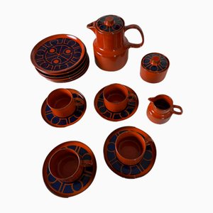 Orangefarbenes Mellita Ceracron Keramik Tee- oder Kaffeeservice, 1960er, 17 Set