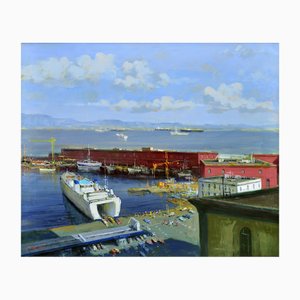 Renato Criscuolo, Il Molo Beverello, 2006, Öl auf Leinwand