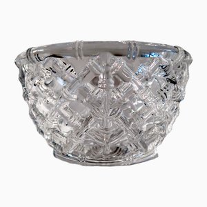 Vintage Schale mit Korbgeflecht-Muster aus Kristallglas von Tiffany & Co., 1990er