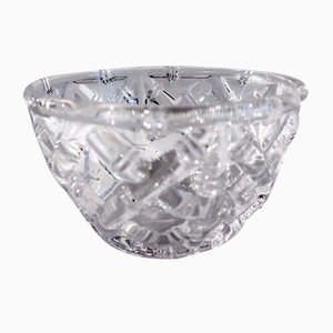 Vintage Korb aus Kristallglas & Bambus von Tiffany & Co., 1990er