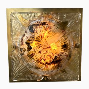 Italienische Wandleuchten aus Cola Crater aus Muranoglas & Messing, La Murrina zugeschrieben, 1970er, 2er Set