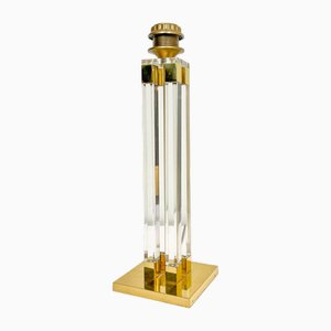 Regency Brass and Acrylic Glass Column Table Lamp, 1980s