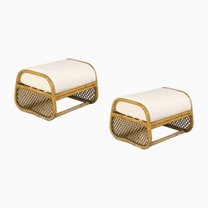Set of Bamboo and Rattan Stools, 1950s