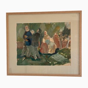 Funeral Scene, 1939, Guazzo su carta, con cornice